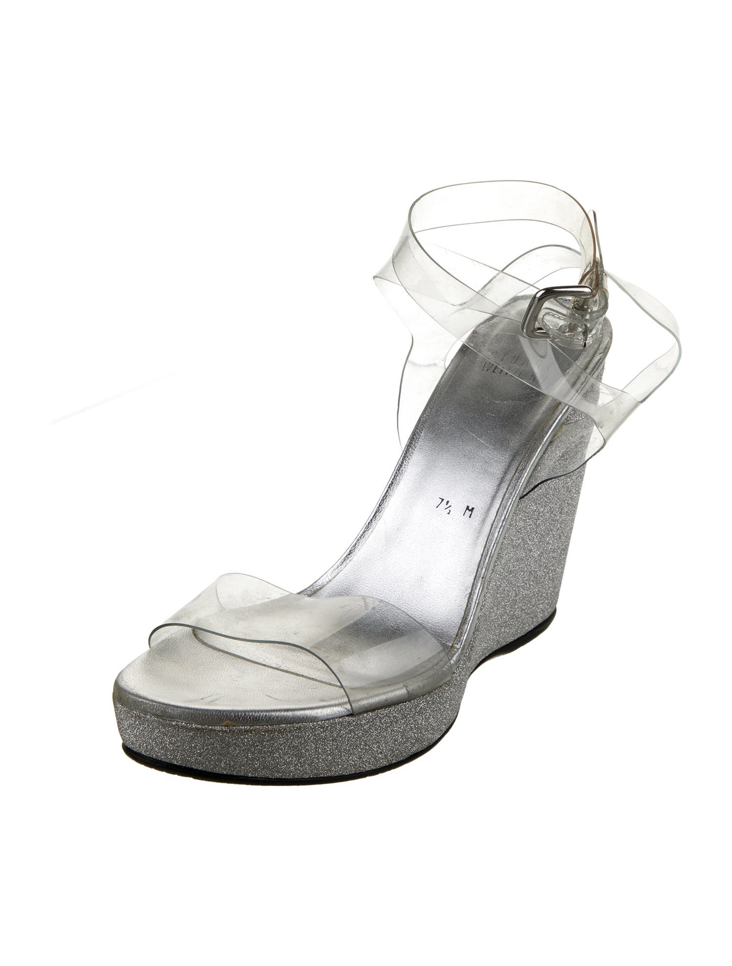 Stuart Weitzman PVC Glitter Accents Espadrilles